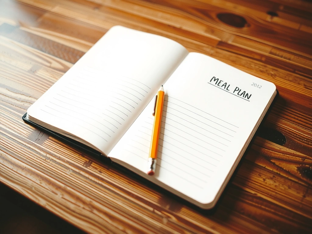 Ručně psaný jídelníček v notesu